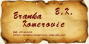 Branka Komerović vizit kartica